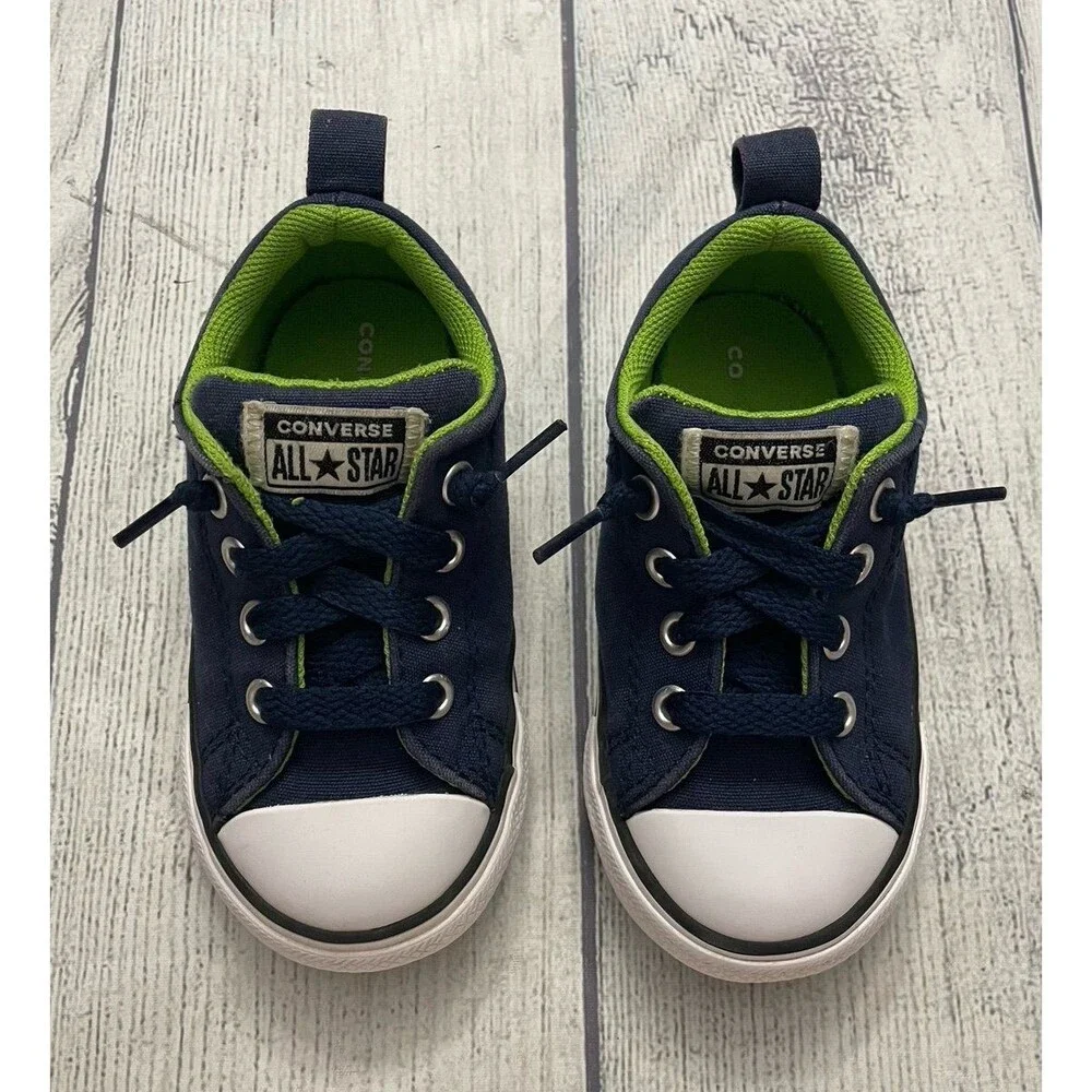 Navy Blue Converse All Stars Little Boy Toddler Slip On Shoes, Size 6